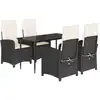 Image de vidaXL Ensemble de jardin 5 pièces avec coussins Noir Poly Rattan