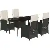 Image de vidaXL Ensemble de jardin 5 pièces avec coussins Noir Poly Rattan