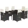 Image de vidaXL Ensemble de jardin 7 pièces avec coussins Noir Poly Rattan