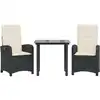 Image de vidaXL Ensemble de jardin 3 pièces avec coussins Noir Poly Rattan