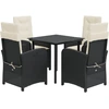 Image de vidaXL Ensemble de jardin 5 pièces avec coussins Noir Poly Rattan
