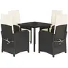 Image de vidaXL Ensemble de jardin 5 pièces avec coussins Noir Poly Rattan