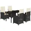 Image de vidaXL Ensemble de jardin 5 pièces avec coussins Noir Poly Rattan