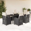 Image de vidaXL Ensemble de jardin 7 pièces avec coussins Noir Poly Rattan