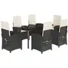 Image de vidaXL Ensemble de jardin 7 pièces avec coussins Noir Poly Rattan