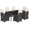 Image de vidaXL Ensemble de jardin 7 pièces avec coussins Noir Poly Rattan