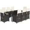Image de vidaXL Salon de jardin 9 pièces avec coussins noir poly rotin