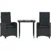 Image de vidaXL Ensemble de jardin 3 pièces avec coussins Noir Poly Rattan