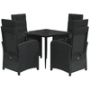 Image de vidaXL Ensemble de jardin 5 pièces avec coussins Noir Poly Rattan