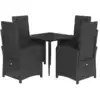Image de vidaXL Ensemble de jardin 5 pièces avec coussins Noir Poly Rattan