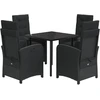 Image de vidaXL Ensemble de jardin 5 pièces avec coussins Noir Poly Rattan