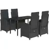 Image de vidaXL Ensemble de jardin 5 pièces avec coussins Noir Poly Rattan