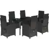 Image de vidaXL Ensemble de jardin 7 pièces avec coussins Noir Poly Rattan