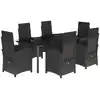 Image de vidaXL Ensemble de jardin 7 pièces avec coussins Noir Poly Rattan