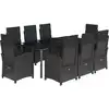 Image de vidaXL Salon de jardin 9 pièces avec coussins noir poly rotin