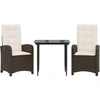 Image de vidaXL Ensemble de jardin 3 pièces avec coussins Marron Poly rotin