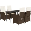 Image de vidaXL Ensemble de jardin 5 pièces avec coussins Marron Poly rotin