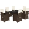Image de vidaXL Ensemble de jardin 7 pièces avec coussins Marron Poly rotin
