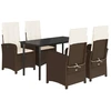 Image de vidaXL Ensemble de jardin 5 pièces avec coussins Marron Poly rotin