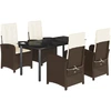 Image de vidaXL Ensemble de jardin 5 pièces avec coussins Marron Poly rotin