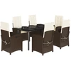 Image de vidaXL Ensemble de jardin 7 pièces avec coussins Marron Poly rotin