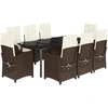 Image de vidaXL Salon de jardin 9 pièces avec coussins Marron Poly rotin