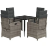 Image de vidaXL Ensemble de jardin 5 pièces avec coussins Gris Poly rotin