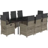 Image de vidaXL Salon de jardin 9 pièces avec coussins Gris Poly Rattan