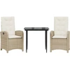 Image de vidaXL Ensemble de jardin 3 pièces avec coussins Beige Poly Rattan