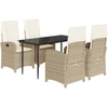 Image de vidaXL Salon de jardin 5 pièces avec coussins Beige Poly Rattan
