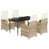 Image de vidaXL Salon de jardin 5 pièces avec coussins Beige Poly Rattan