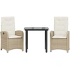 Image de vidaXL Ensemble de jardin 3 pièces avec coussins Beige Poly Rattan