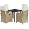 Image de vidaXL Salon de jardin 5 pièces avec coussins Beige Poly Rattan
