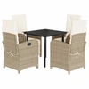 Image de vidaXL Salon de jardin 5 pièces avec coussins Beige Poly Rattan