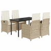 Image de vidaXL Salon de jardin 5 pièces avec coussins Beige Poly Rattan