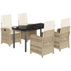 Image de vidaXL Salon de jardin 5 pièces avec coussins Beige Poly Rattan