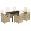 Image de vidaXL Ensemble de jardin 7 pièces avec coussins Beige Poly rotin