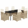 Image de vidaXL Ensemble de jardin 7 pièces avec coussins Beige Poly rotin