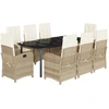Image de vidaXL Salon de jardin 9 pièces avec coussins Beige Poly Rattan