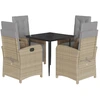 Image de vidaXL Salon de jardin 5 pièces avec coussins Mélange beige Poly rotin