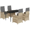Image de vidaXL Salon de jardin 5 pièces avec coussins Mélange beige Poly rotin