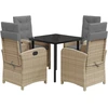 Image de vidaXL Salon de jardin 5 pièces avec coussins Mélange beige Poly rotin