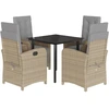 Image de vidaXL Salon de jardin 5 pièces avec coussins Mélange beige Poly rotin