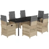 Image de vidaXL Ensemble de jardin 7 pièces avec coussins Mélange beige Poly rotin