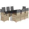 Image de vidaXL Salon de jardin 9 pièces avec coussins Mélange beige Poly rotin