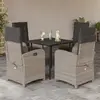 Image de vidaXL Salon de jardin 5 pièces avec coussins gris clair Poly rotin