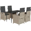 Image de vidaXL Salon de jardin 5 pièces avec coussins gris clair Poly rotin