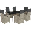 Image de vidaXL Ensemble de jardin 7 pièces avec coussins gris clair Poly rotin