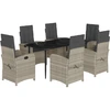 Image de vidaXL Ensemble de jardin 7 pièces avec coussins gris clair Poly rotin