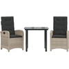 Image de vidaXL Ensemble de jardin 3 pièces avec coussins gris clair Poly rotin